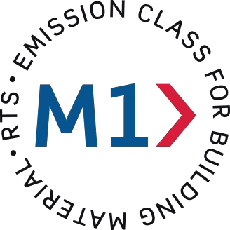 M1-klassificeringen indikerar att byggnadsmaterialen uppfyller de mest krävande klassificeringarna för utsläpp och lukt. M1-klassificering inkluderar kriterierna VOC-nivåer, formaldehyd, ammoniak och lukt.

