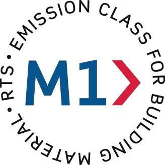 M1-klassificeringen indikerar att byggnadsmaterialen uppfyller de mest krävande klassificeringarna för utsläpp och lukt. M1-klassificering inkluderar kriterierna VOC-nivåer, formaldehyd, ammoniak och lukt.